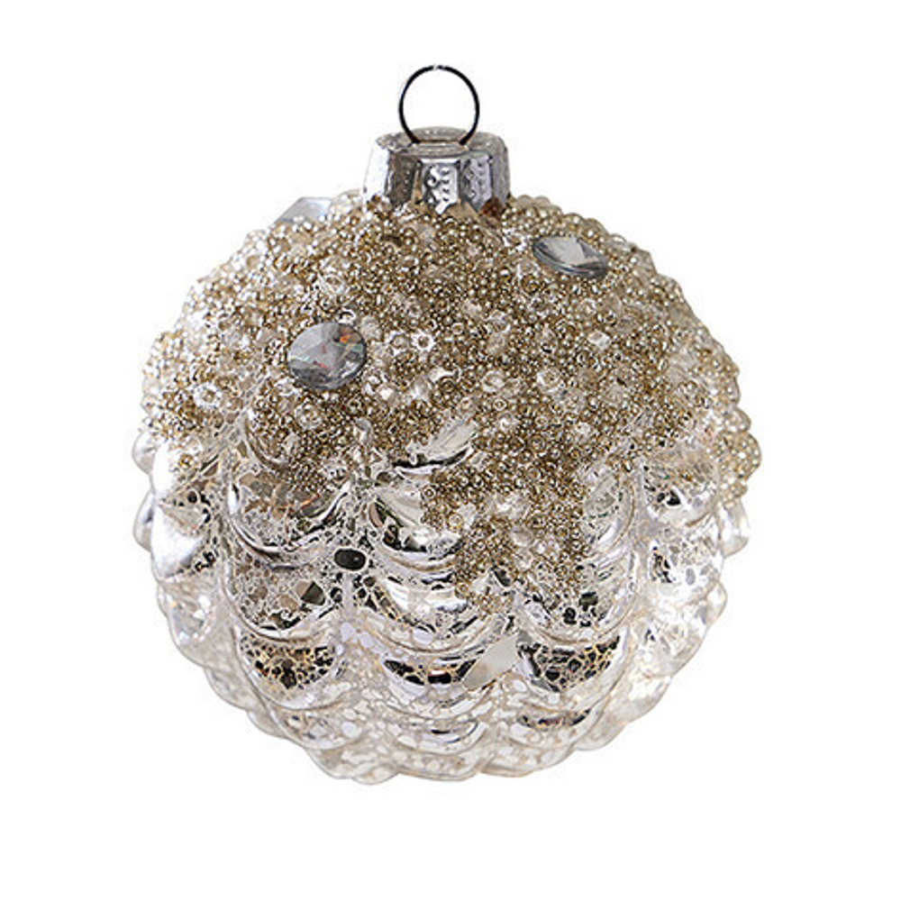 Шар "Римский" серебр. винт. 8см AXM165