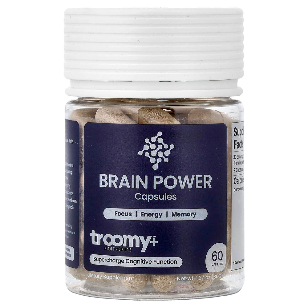 Troomy Nootropics, сила мозга, 60 капсул