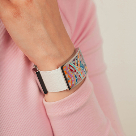 Браслет Fiore Luna на кожаном белом ремешке CB00230-18 M/S