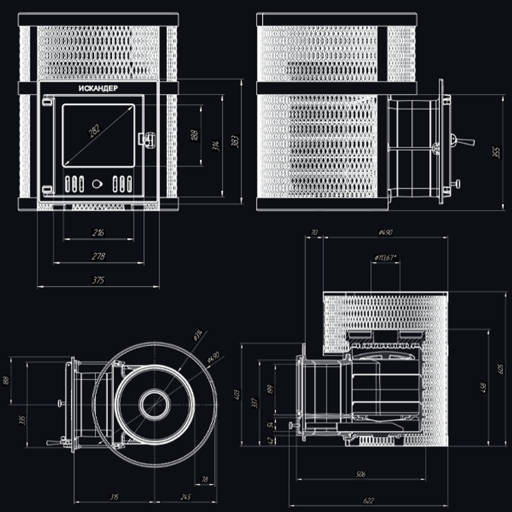 Чугунная печь для бани Искандер 14 (М) в сетке