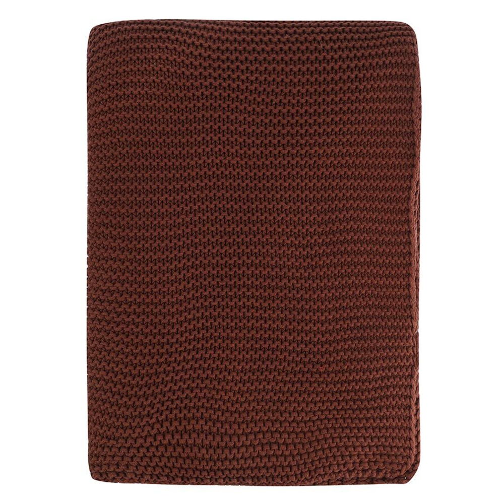 Плед из хлопка жемчужной вязки коричневого цвета из коллекции essential, 130x180 см