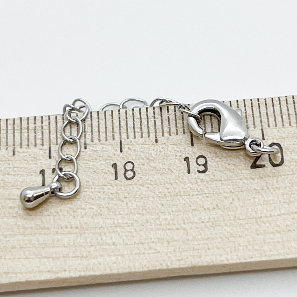 Замок-карабин с удлинителем, цвет серебро (родий), размер 12 мм, удлинитель 50 мм, цена за 1 шт