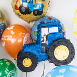 Шар (18''/46 см) Круг, Синий трактор, С Днем Рождения!, Желтый, 1 шт.