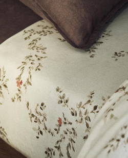 Zara Home - Простыня с принтом в виде листьев, зеленый, 210x280 см