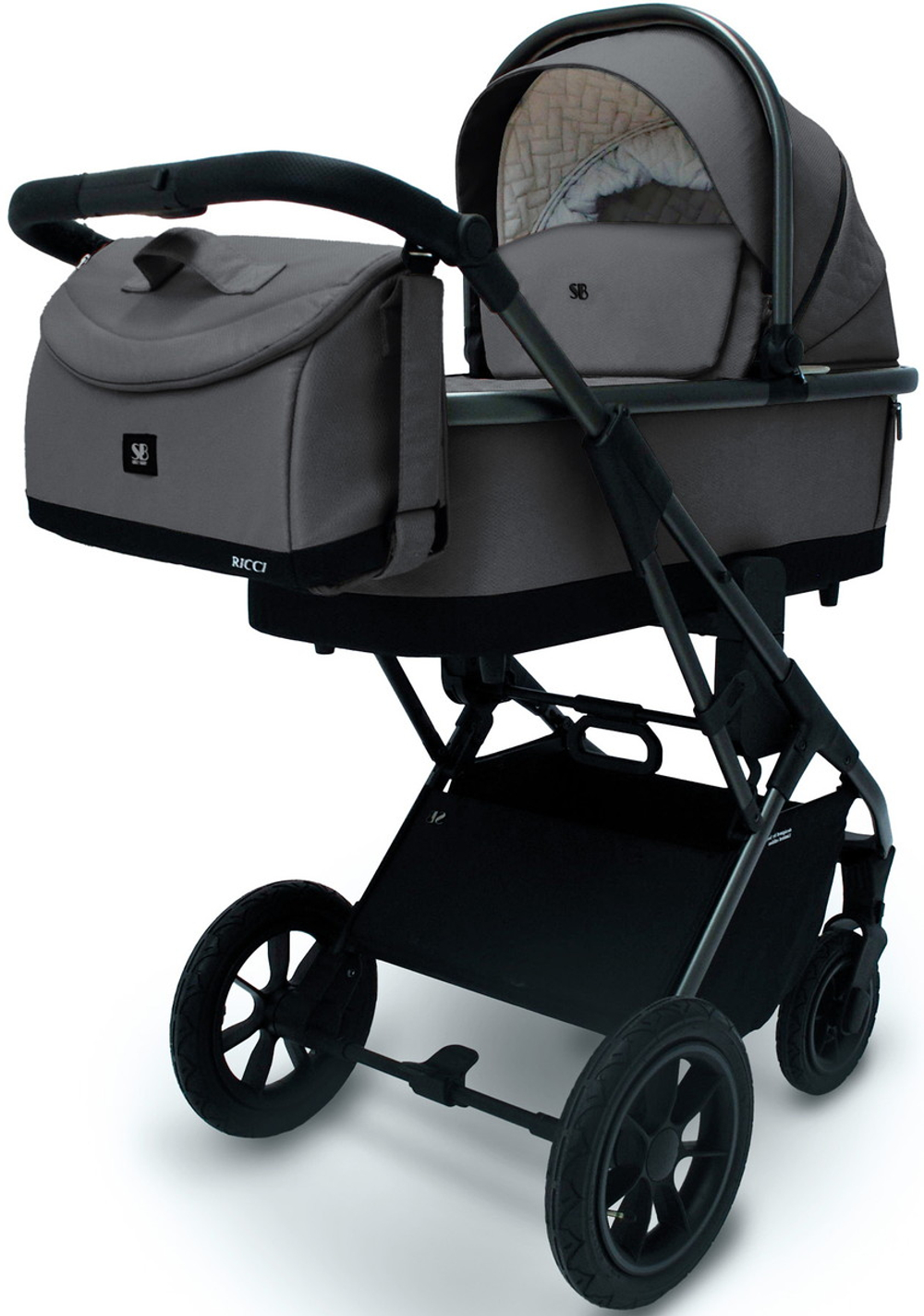 Коляска 3 в 1 Sweet Baby Ricci Air + автокресло Premier Black Steel Grey (Air)