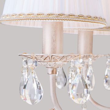 3637/7 / подвесной светильник /   белый с золотом/прозрачный хрусталь Strotskis