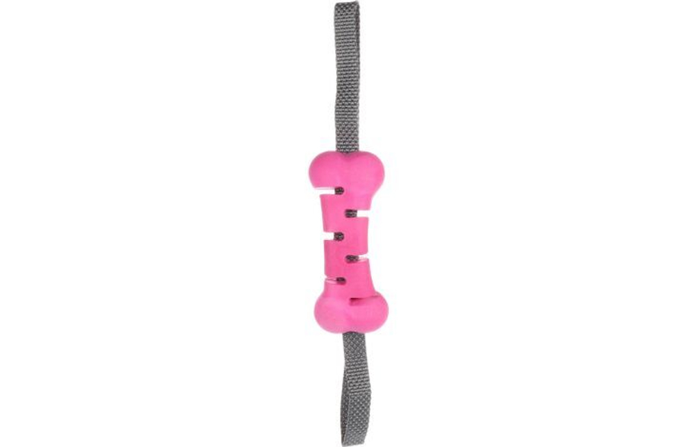 Игрушка для собак Flamingo "Кость" с верёвкой 37,5 х 6 х 4,5 см, TPR, фуксия