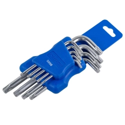 Набор ключей Г-образных TORX 9пр.(Т10, Т15, Т20, Т25, Т27, Т30, Т40, Т45, Т50)в пластиковом держателе Forsage F-5098