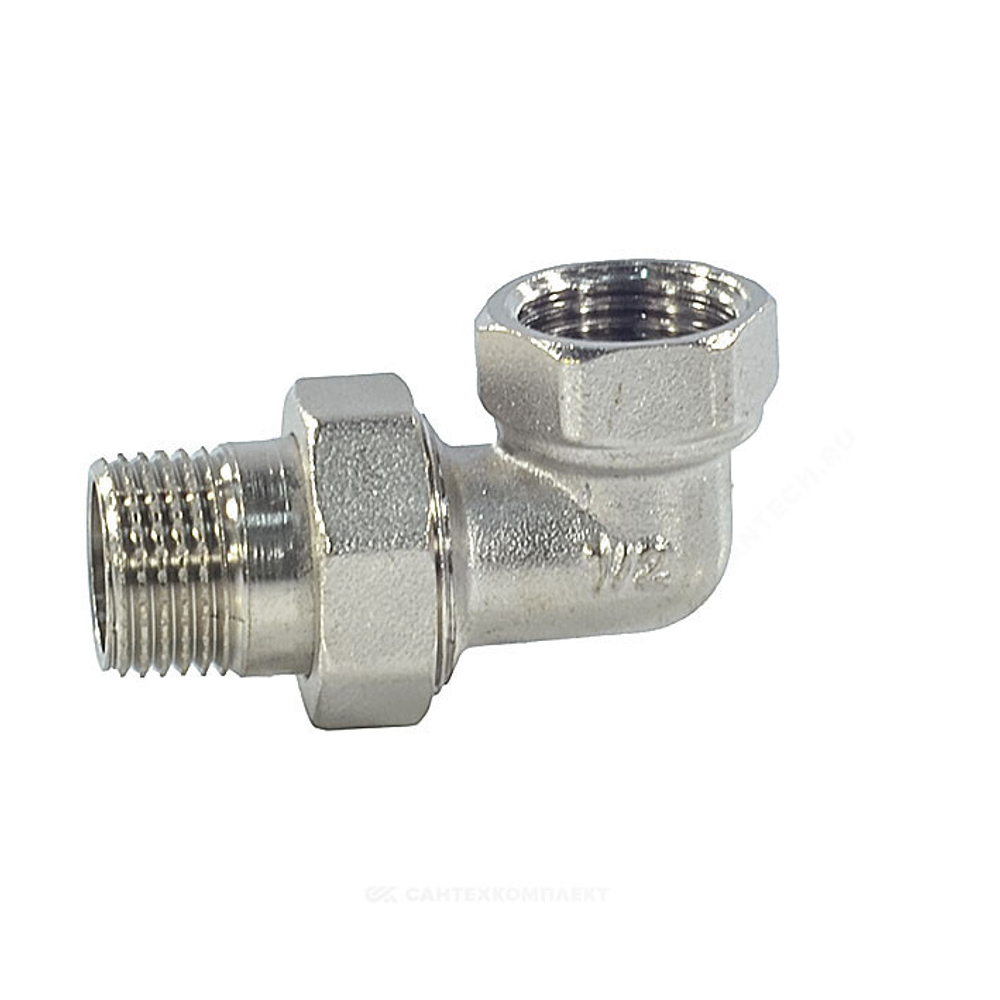 Соединитель латунь никель американка Ду 15 (1/2") угловой ВР/НР SantechSystems