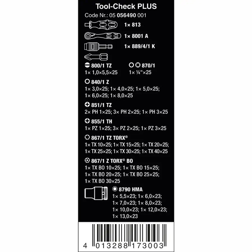 Набор бит Tool-check Plus WERA 05056490001