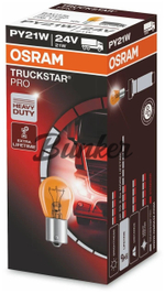 Галогеновая лампа Osram Truckstar Pro +100% PY21W,24V