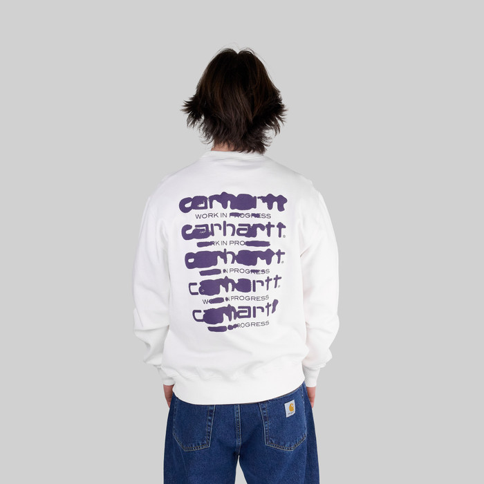 Толстовка мужская Carhartt WIP Ink Bleed Sweatshirt артикул:I032866_white_tyrian - купить в магазине Дайс