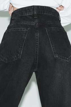 ZARA ДЖИНСЫ TRF MOM FIT С ВЫСОКОЙ ПОСАДКОЙ, ЧЕРНЫЙ