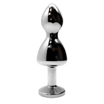 Металлическая анальная втулка 9,4см с красным кристаллом Cnex Wooomy Lollypop Double Ball Metal Plug Red M