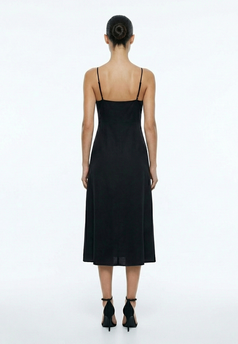 Платье миди из вискозы на бретелях