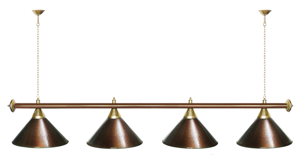 Лампа STARTBILLIARDS 4 пл. (плафоны зеленые,штанга зеленая,фурнитура золото)