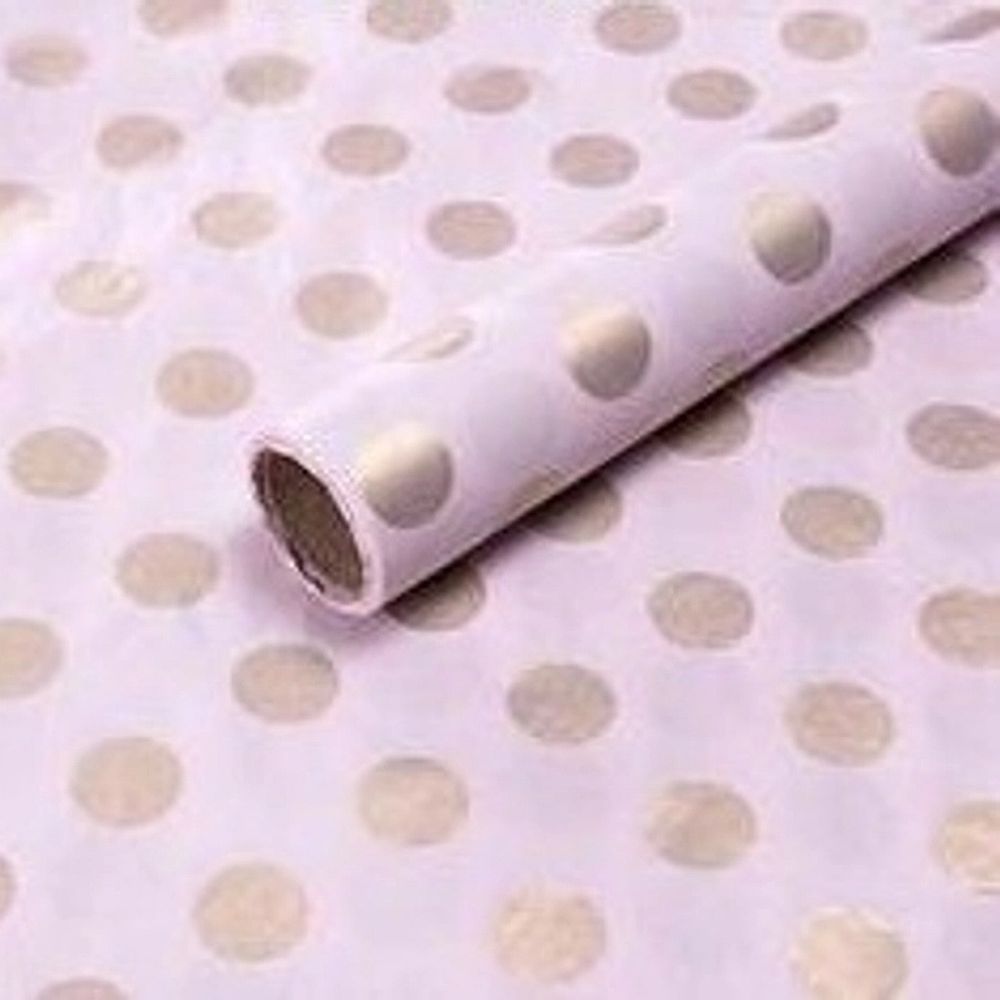 Тишью в рулоне 58см*10м ГОРОШЕК ЗОЛОТО НА СВ-РОЗОВОМ