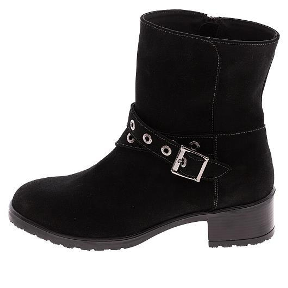 576402 Полусапожки женские черные замша