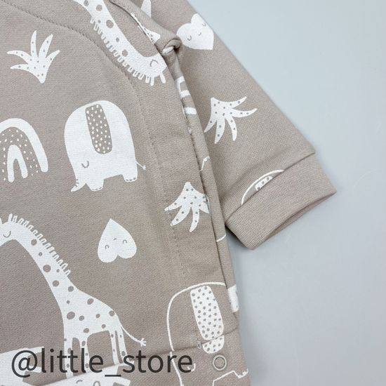 Джемпер "Любимые зверята" из футера с начесом, бежевый