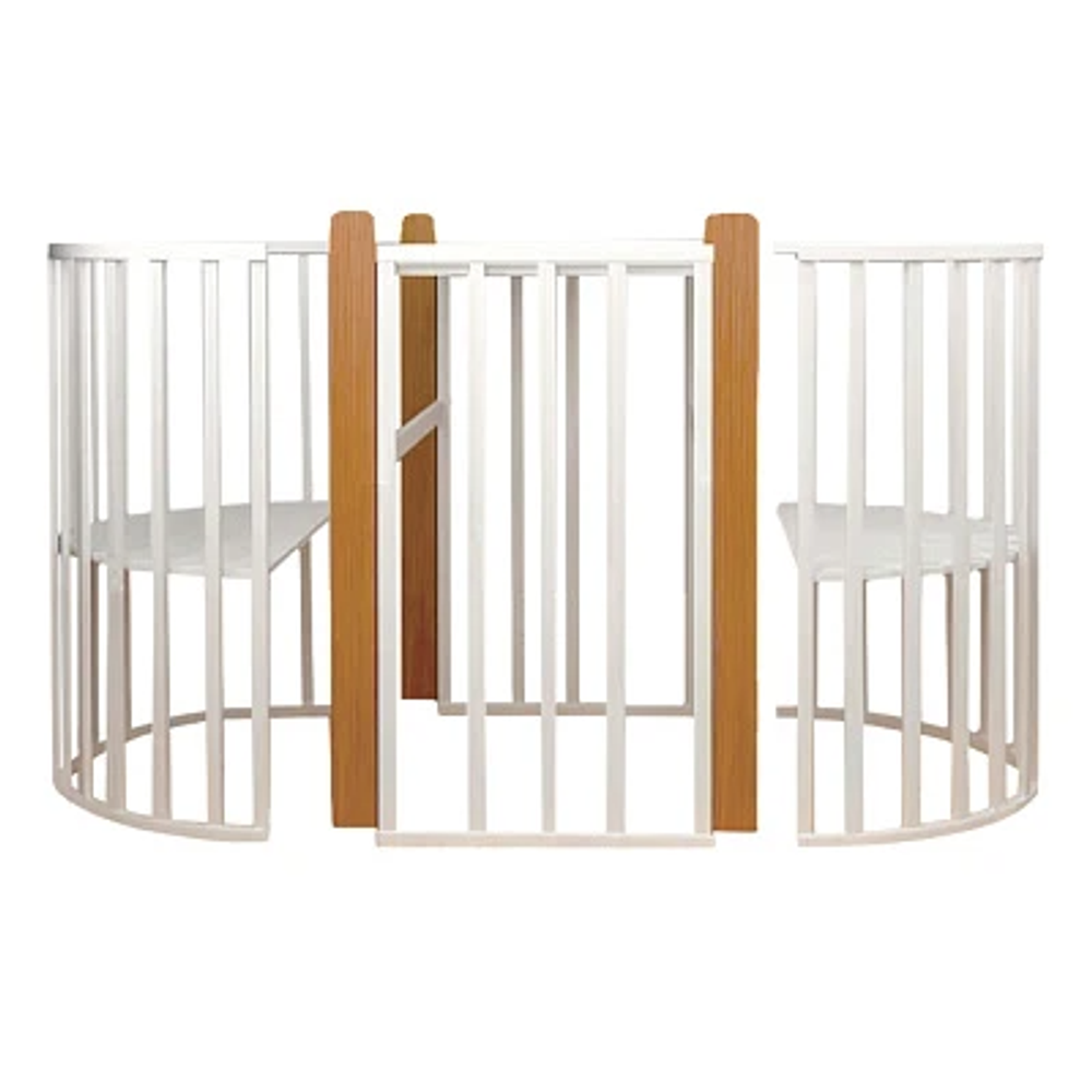 Кровать детская "София" NEW 6в1 круг-овал с универсальным маятником белый-натуральный