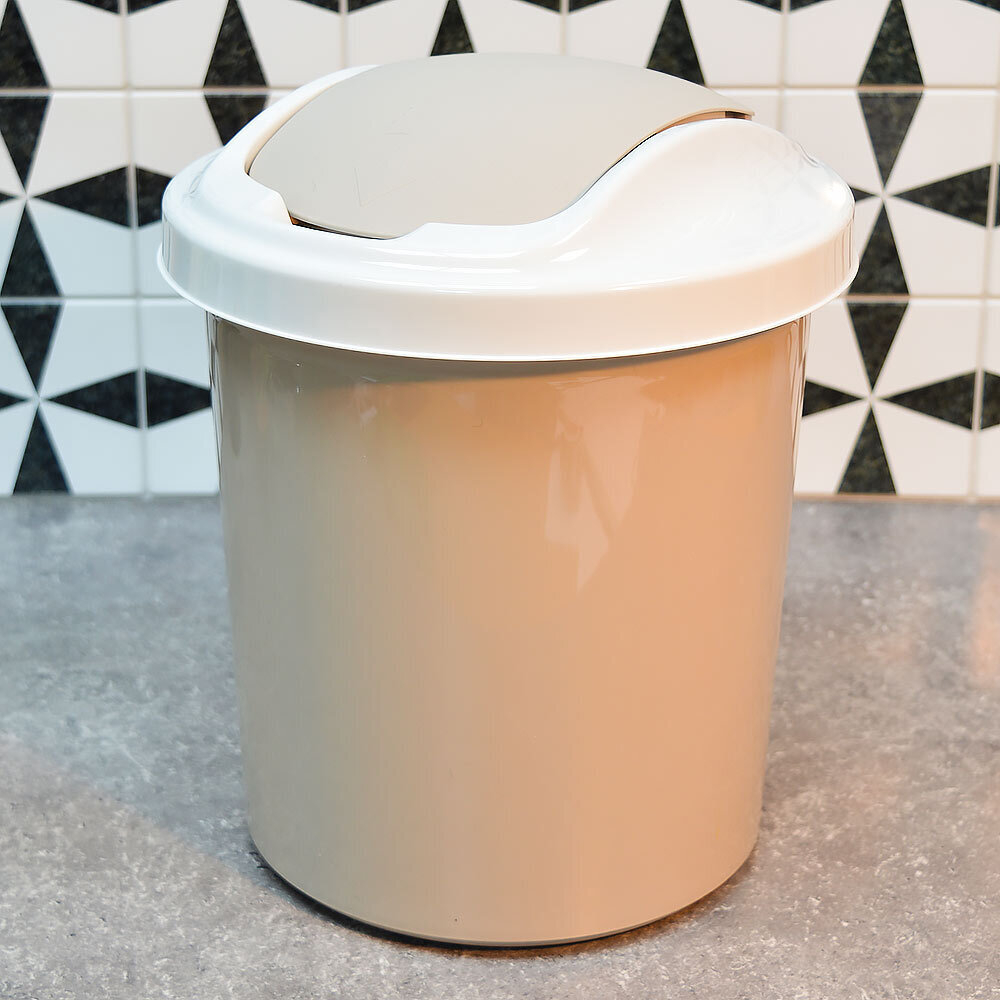 Контейнер для мусора 6л "Palm" круглый, бежевый