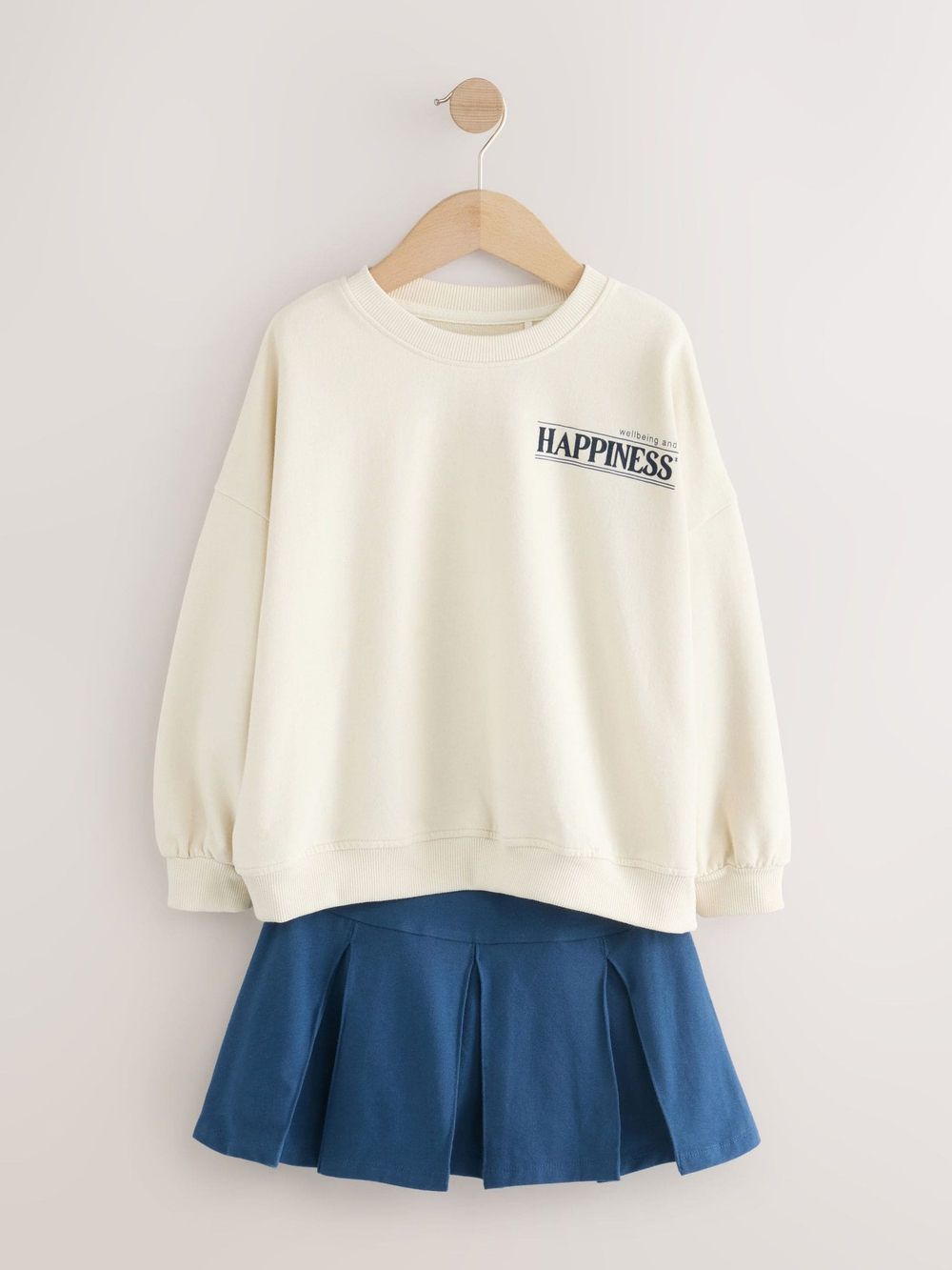 Толстовка и юбка в комплекте для девочки Next E45-365, Бежевый, Синий