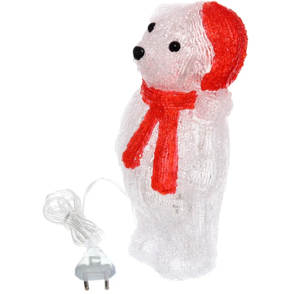 Фигура светодиодная «Мишка в колпачке» 14*10*24 см, 20 ламп LED, (авторежим), 220V, Белый