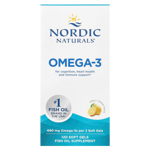 Nordic Naturals, омега-3, со вкусом лимона, 120 капсул (345 мг в 1 капсуле)