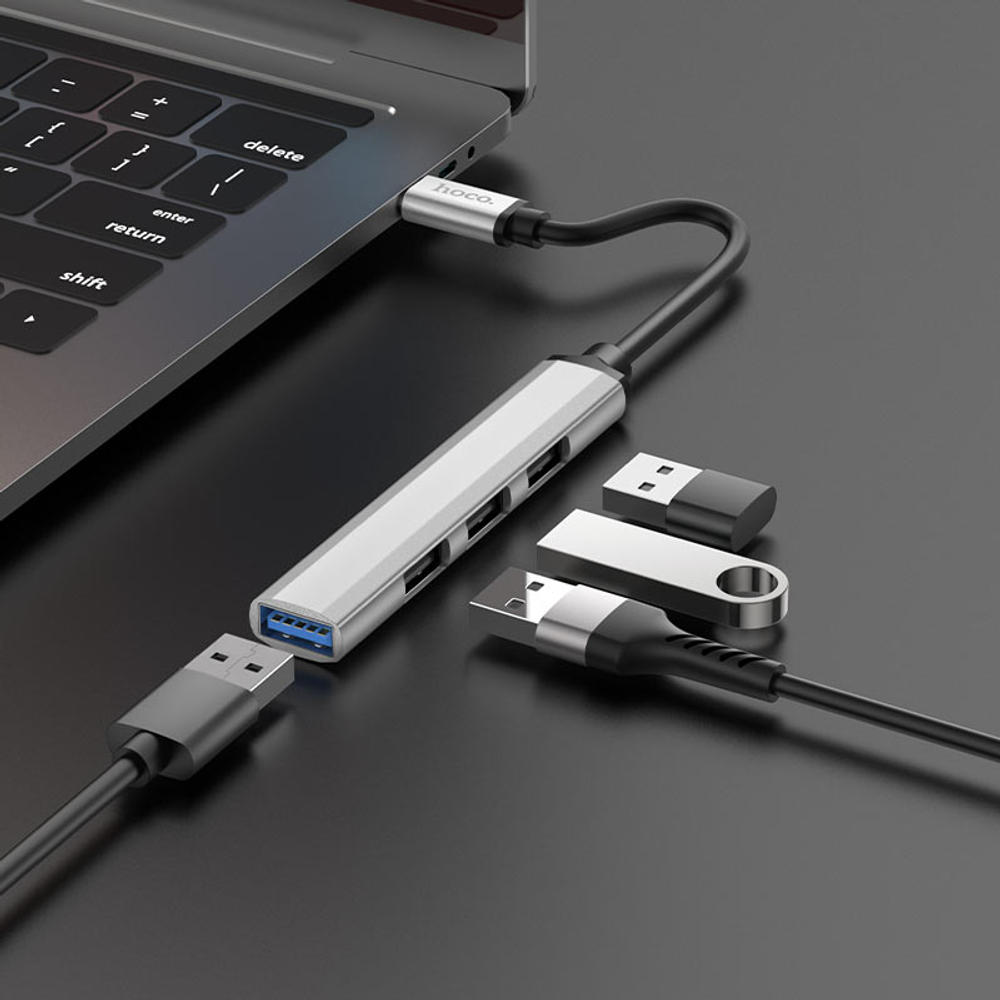 ХАБ 4-в-1 HB26 4 in 1 adapter(Type-C to USB3.0+USB2.0*3)