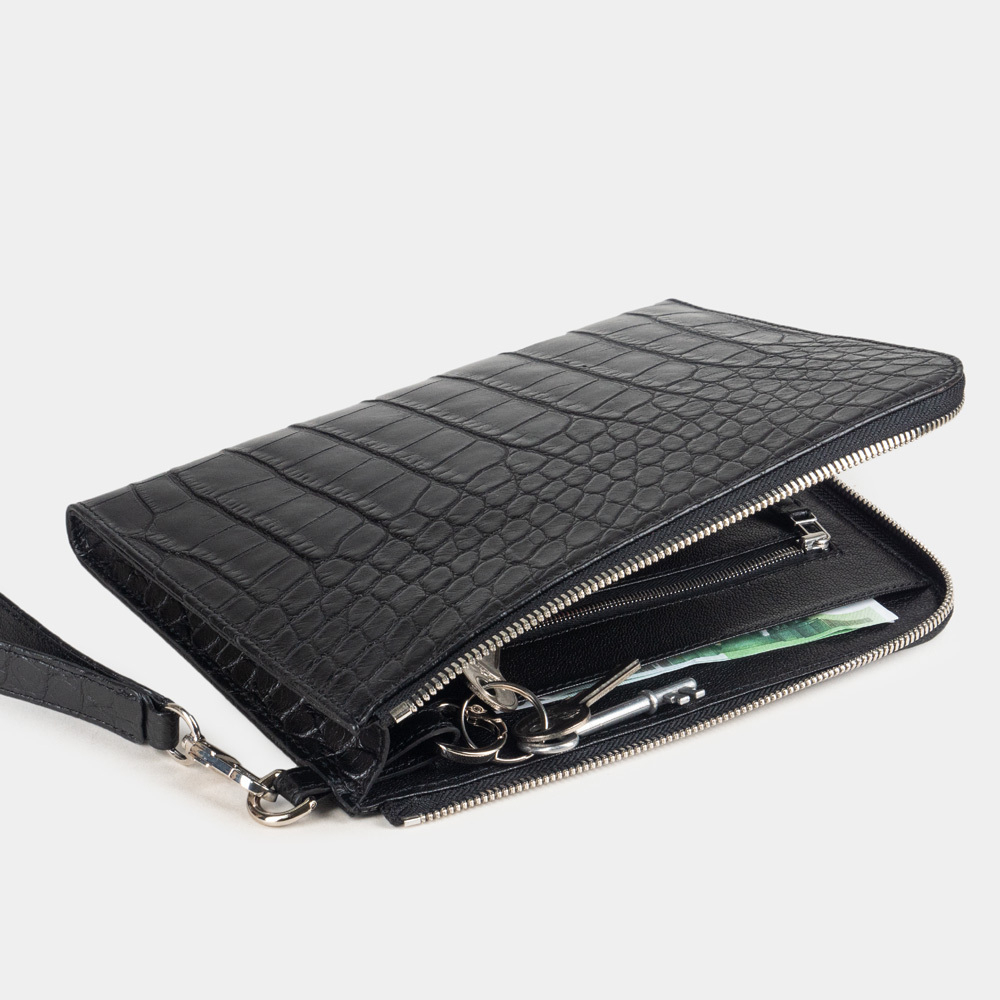 Сумка мужская Hector из кожи аллигатора, черного цвета