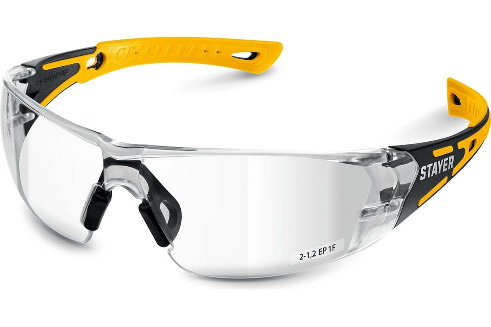 Защитные очки STAYER Mx-9 прозрачные, двухкомпонентные дужки, открытого типа 110490