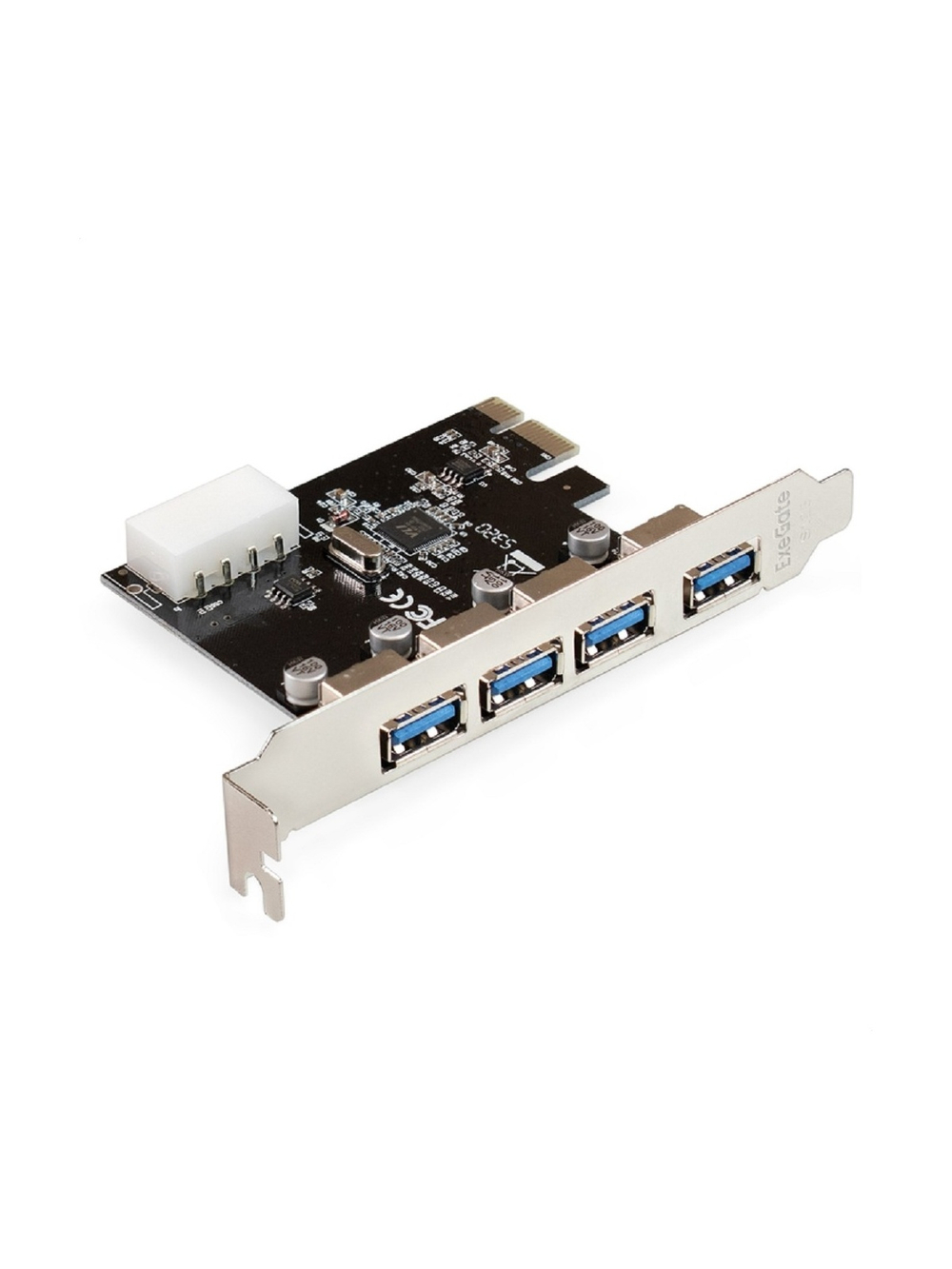 Exegate EX298943RUS Контроллер ExeGate EXE-314 v2.0 (PCI-E x1 v2.0, 4*USB3.0 ext., разъем доп.питания Molex, VIA Labs Chipset VL805)