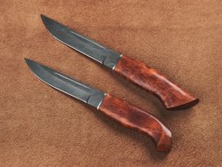 Спарка Финских ножей, дамасская сталь, рукоять мореная карельская береза