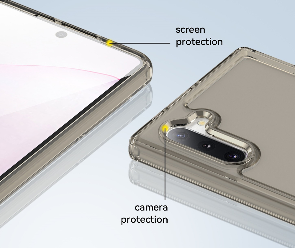 Мягкий чехол серого цвета для Samsung Galaxy Note 10, увеличенные защитные свойства, мягкий отклик кнопок