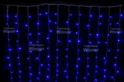 Занавес с мерцающим диодом 1.5*1.5 м., 220V, 160 синих LED ламп, соединяемый, прозрачный провод, Winner Light (B.03.5T.160+)