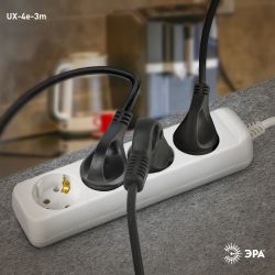 Удлинитель электрический ЭРА UX-4e-3m с заземлением 4 розетки 3м ПВС 3x0,75мм2 10А | Бытовые удлинители