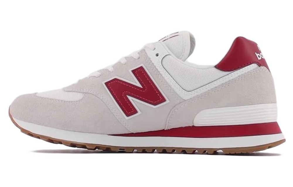 New Balance NB 574 retro leather breathable, wear-resistant, non-slip, low-cut casual running shoes for men and women with the same gray and red