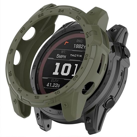 Защитный бампер чехол для часов Garmin Fenix 7X, Tactix 7 / 7 Pro, Enduro 2 материал TPU (Хаки)