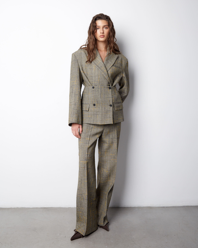 Брюки из шелка и вискозы Боттега Венета желтый/синий