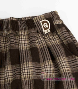 теплые брюки клетка " D " на резинке плис4859