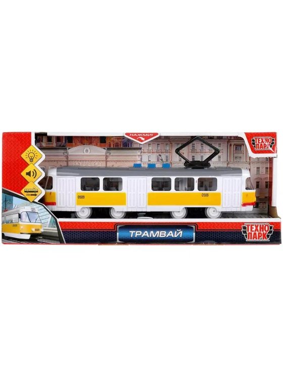 Игрушечный транспорт Трамвай звук свет 21,5 см