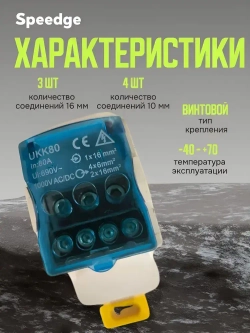 Нулевая шина распределительная 80А на DIN-рейку