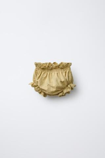 ZARA ТРУСЫ С ВЫШИВКОЙ И КРУЖЕВОМ, ОЛИВКОВЫЙ