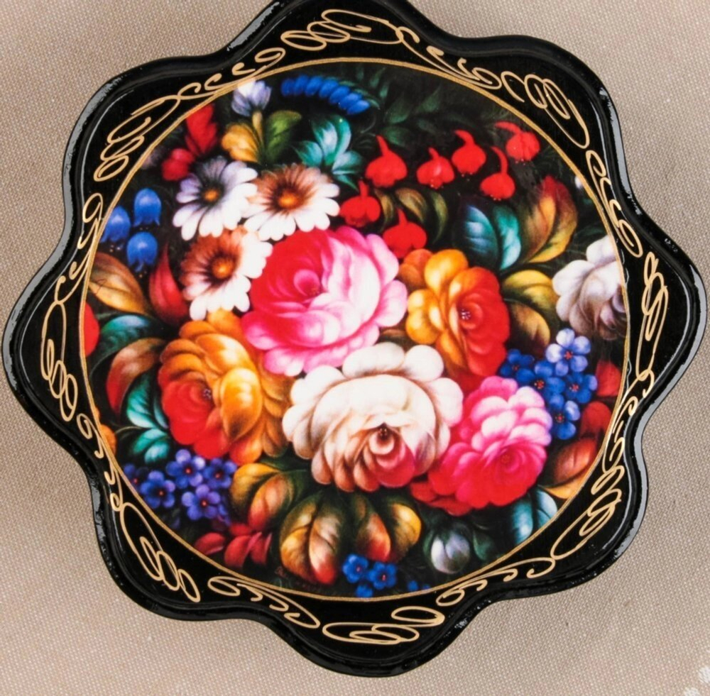 Шкатулка «Жостово», 16 х 16 см, лаковая миниатюра
