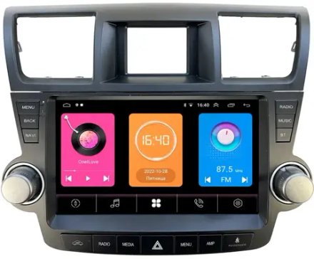 Магнитола для Toyota Highlander 2 2007-2013 XU40 - OEM GT10-1180 на Android 10, 2ГБ-16ГБ (кнопки + крутилки)