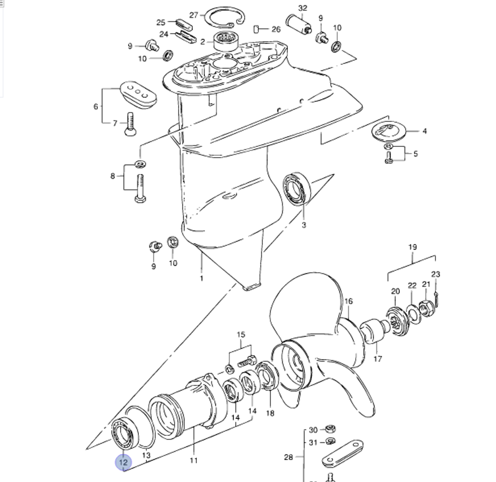 Подшипник 25x47x12 Suzuki 9.9-20лс (оригинальный арт. 08110-60050)