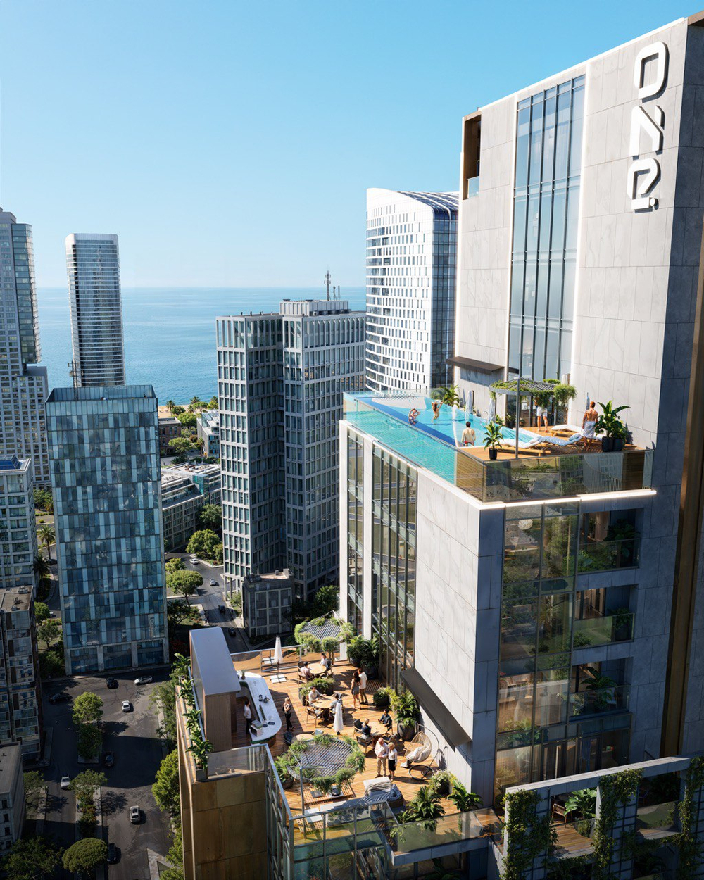 ЖК "ONE" Грузия, Батуми. Жилой комплекс бизнес -класса в новом центре города. Рядом пляж 800 м, парк Качиньских, велодорожки, ТРЦ и аэропорт в 4 км. Победитель European Property Awards 2025- 2026 в номинации «Многофункциональные комплексы»