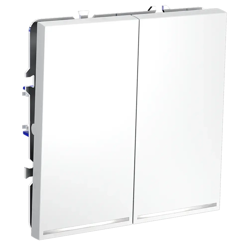 Выключатель встраиваемый VOLTUM S70 двухклавишный с подсветкой 10А, (белый матовый)