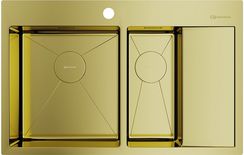 Мойка Akisame 78-2-LG-L нерж.сталь/светлое золото(арт.4973087)