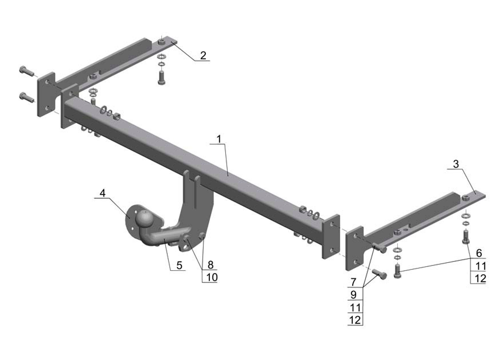 Фаркоп AvtoS HN 03 Honda Civic седан 2006-2012(паспорт и сертификат в комплекте)(без электрики)